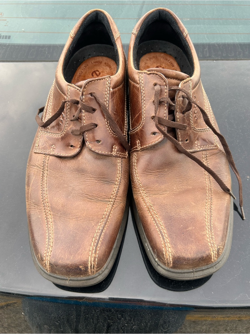Ecco Men's Brown Leather Lace-Up Casual Shoes